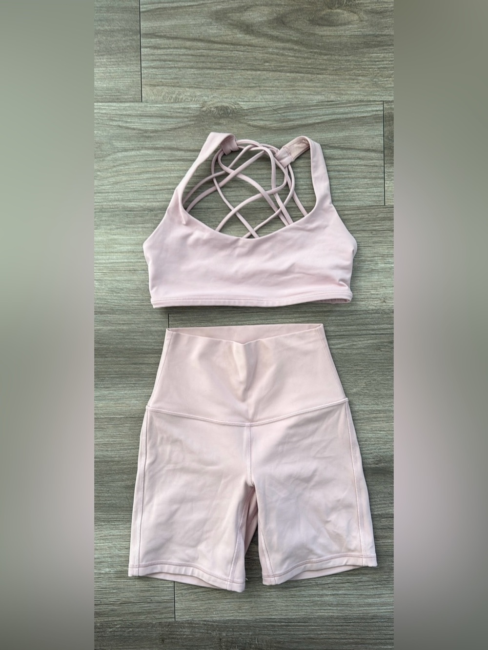 Lululemon Pink Matching Sports Bra/Shorts Set
